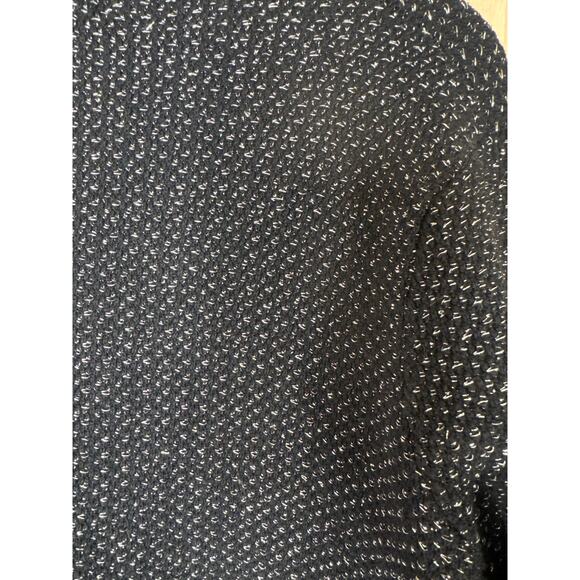 Zara Black Silver Metallic Knit Open Cardigan Size Small Long Pockets Side Slits - Picture 7 of 8